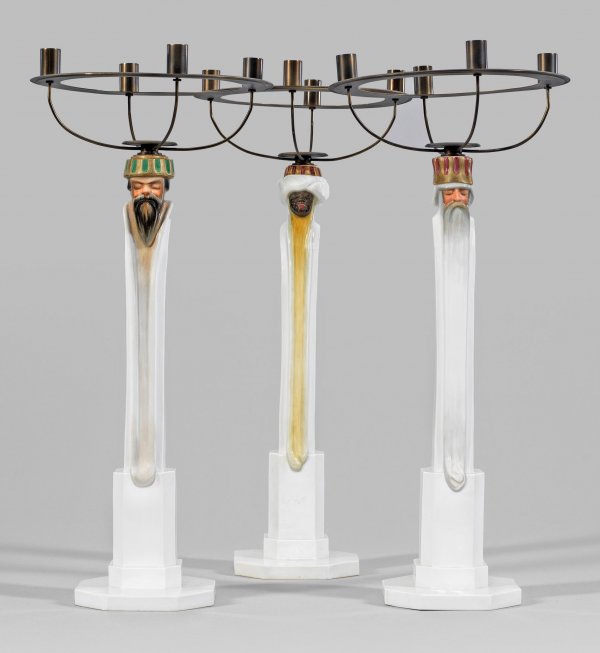 Drei prächtige Jugendstil-Leuchter Heilige Drei Könige