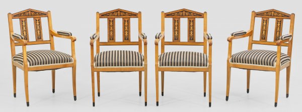 Satz von vier Biedermeier-Armlehnstühlen