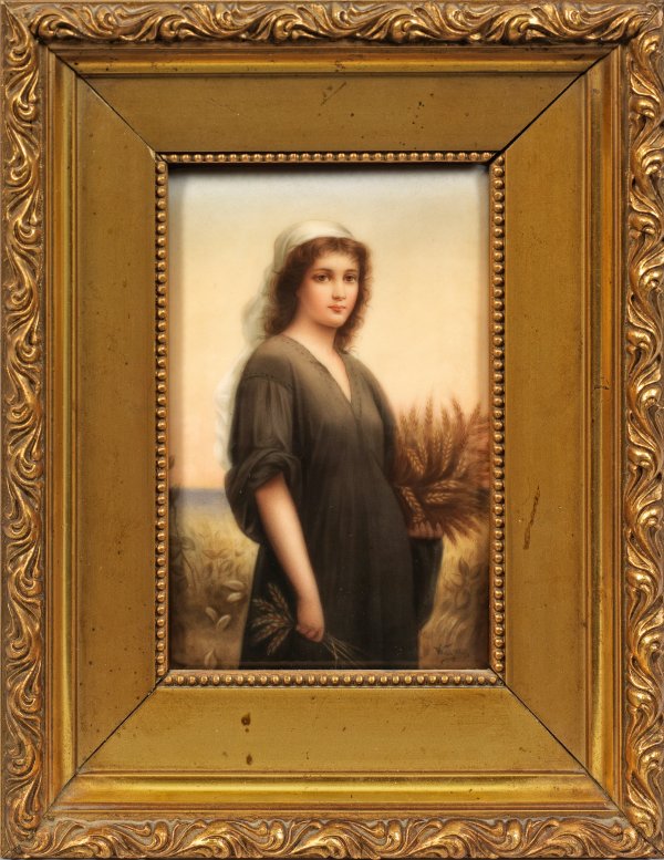 Kleines Porzellangemälde Ruth nach C. Z. Landelle