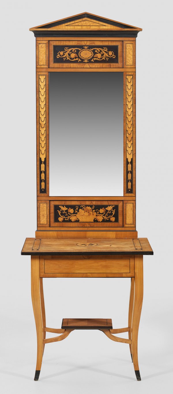 Biedermeier-Konsoltisch mit Pfeilerspiegel