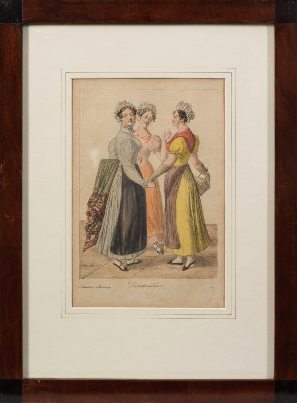 Drei Modebilder für Dienstboten