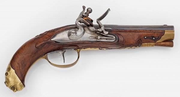 Seltene barocke Steinschloss-Reisepistole