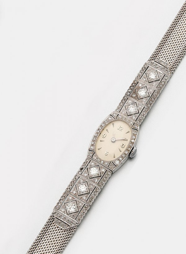 Art Déco-Diamant-Damenarmbanduhr
