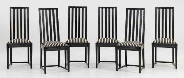 Satz von sechs Sezessions-Speisezimmerstühlen