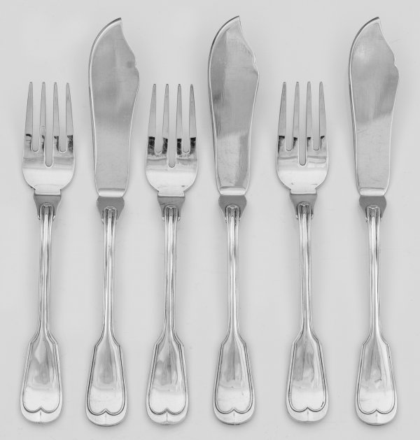 Fischbesteck für sechs Personen