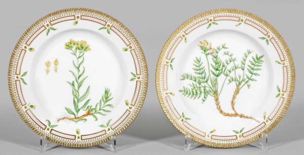 Paar Flora Danica-Speiseteller