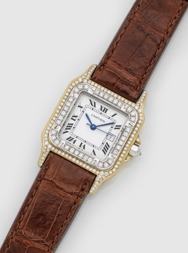 Damenarmbanduhr-Santos de Cartier von 1991