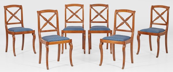 Satz von sechs Stühlen im Charles X-Stil