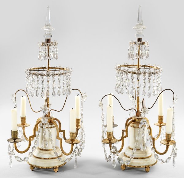 Paar Empire-Girandolen mit Kristallbehang