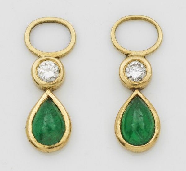 Paar Smaragd-Brillant-Pendeloques