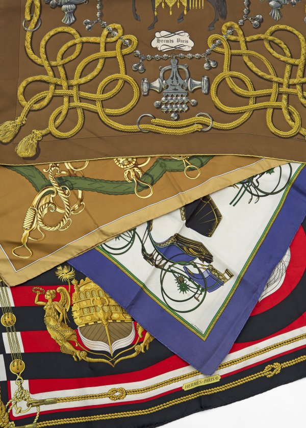 Vier Vintage Seidentücher von HERMČS