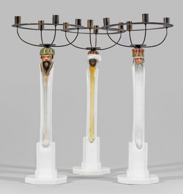 Drei prächtige Jugendstil-Leuchter Heilige Drei Könige