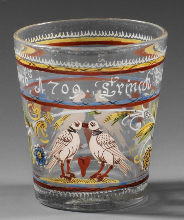 Barock-Hochzeitsbecher mit Emailmalerei