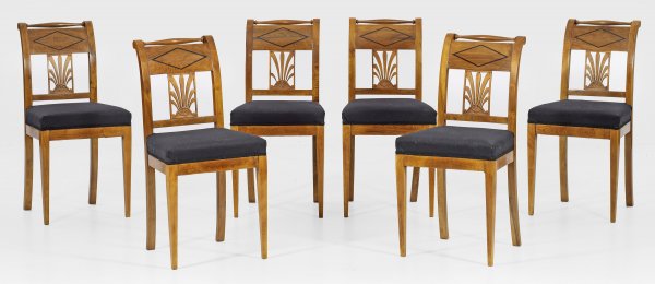 Satz von sechs Biedermeier-Stühlen
