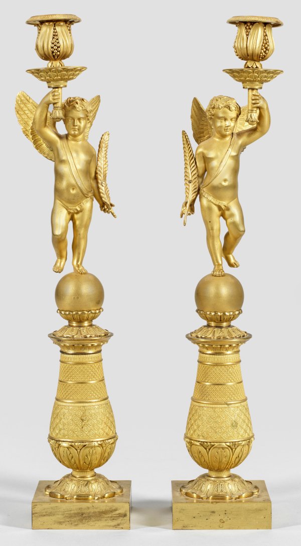 Paar große Empire-Figurenleuchter