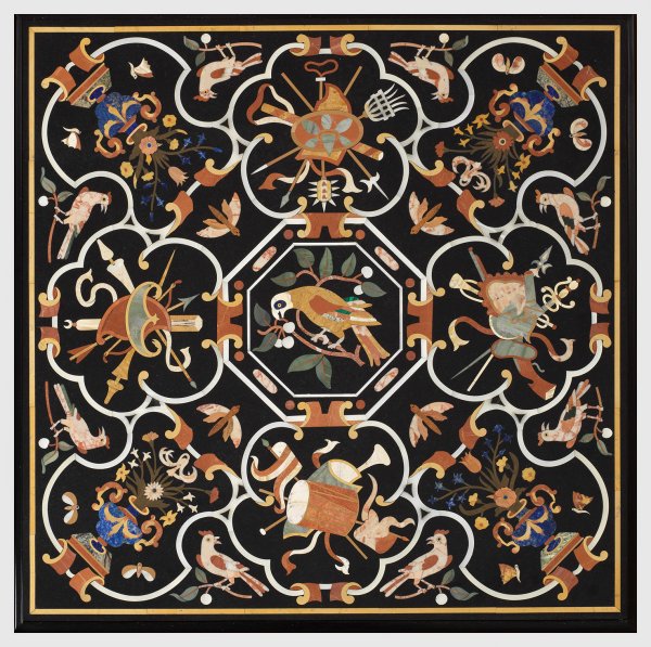 Prachtvolle, kleine Pietra Dura-Tischplatte