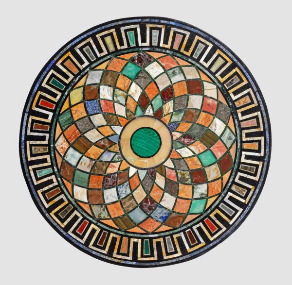 Paar kleine Pietra Dura-Tischplatten