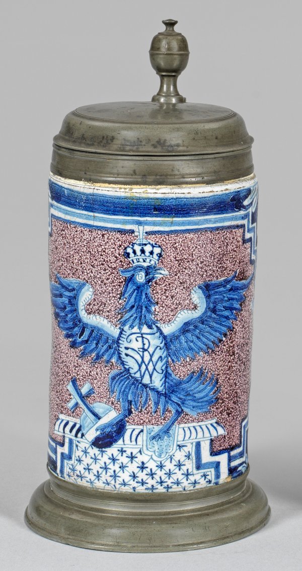 Berliner Walzenkrug mit preußischem Adler und Monogramm