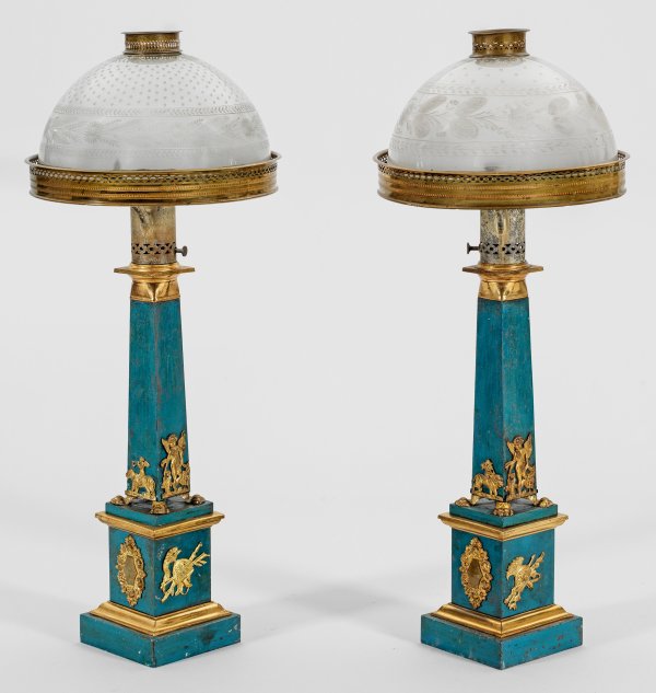 Paar Charles X-Petroleumlampen