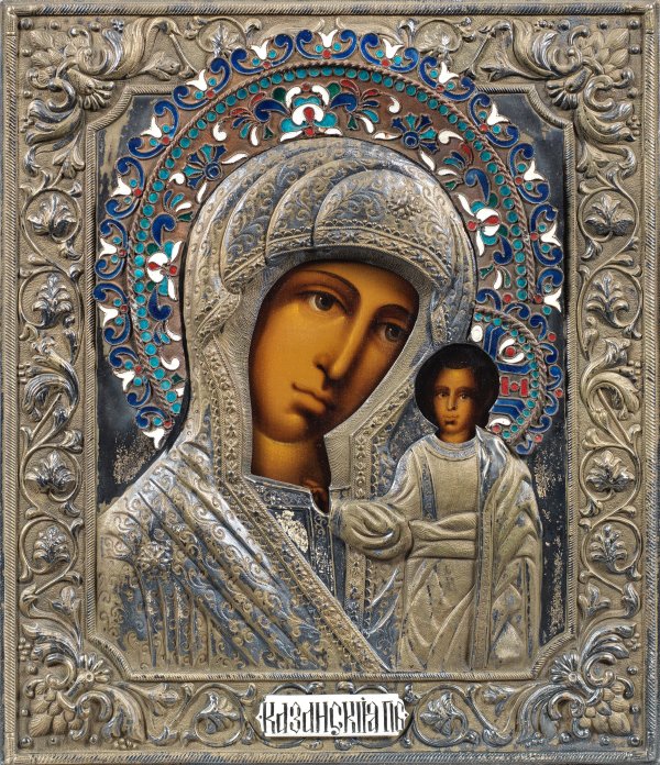 Oklad-Ikone Gottesmutter von Kasan