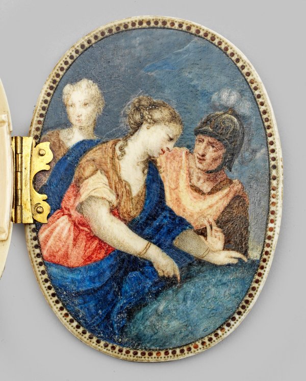 William III.-Elfenbeindose mit Miniaturmalerei