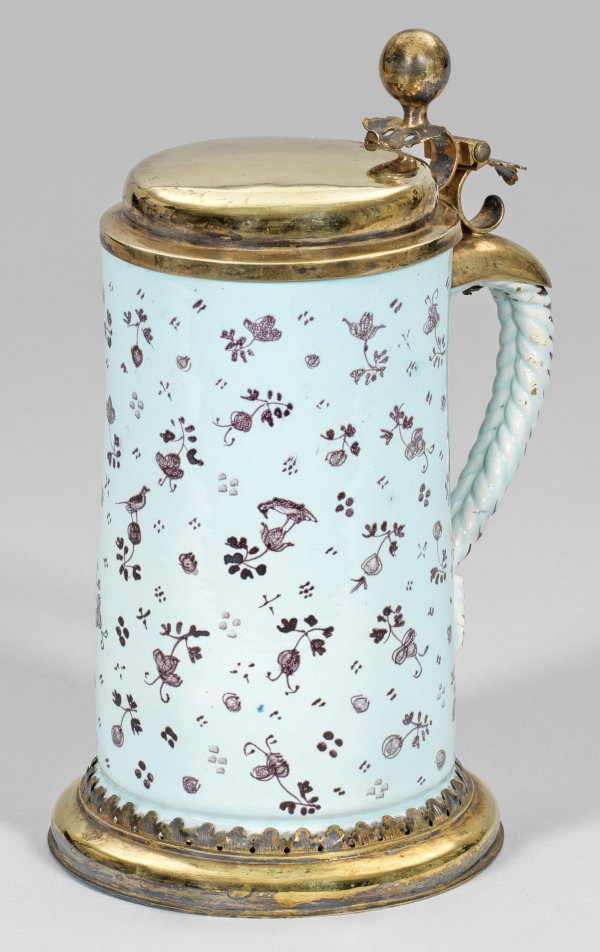 Nürnberger Walzenkrug mit Silbermontierung