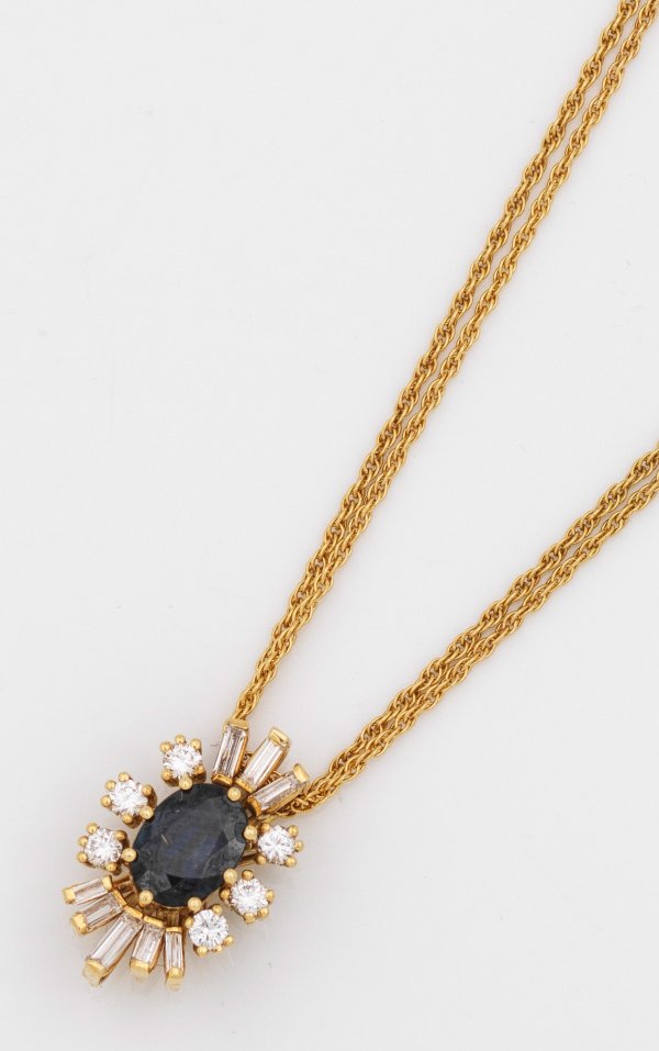 Saphir-Diamantanhänger der 1960er Jahre