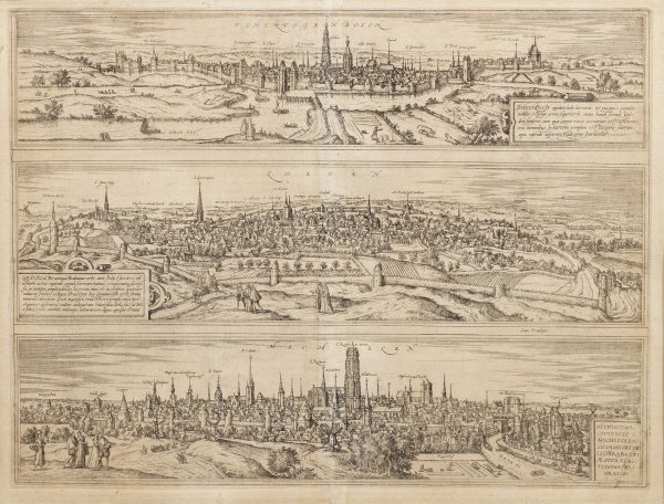 Drei Stadtansichten aus Belgien und den Niederlanden