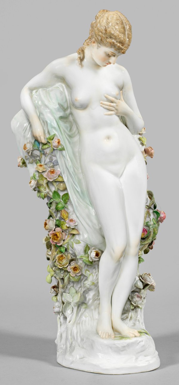 Seltene Meissen Jugendstil-Figur Erblüht. Originaltitel