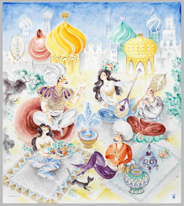 Monumentales Meissen Unikat-Wandbild Orient