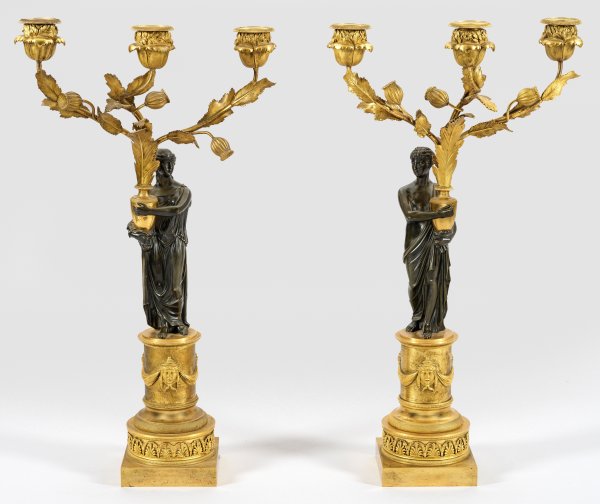 Paar große repräsentative Empire-Girandolen