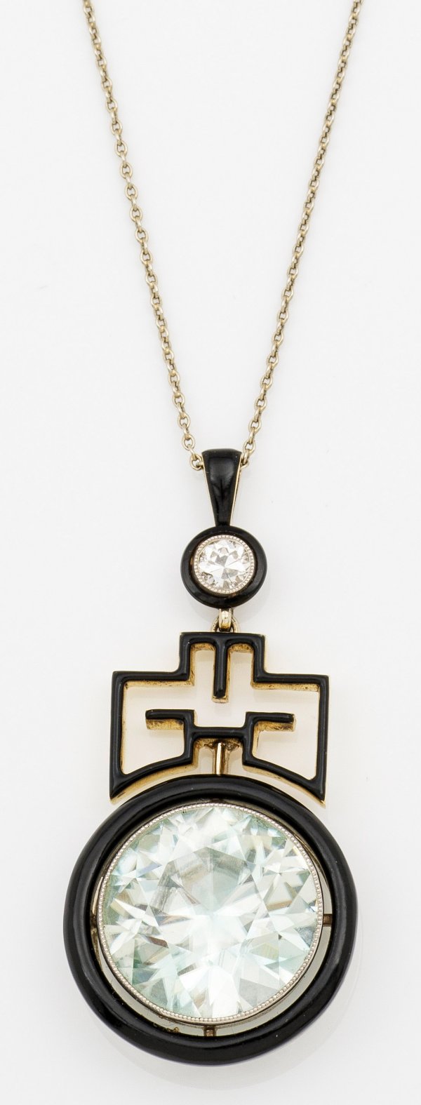 Art Déco Aquamarin-Anhänger à la Japonaise