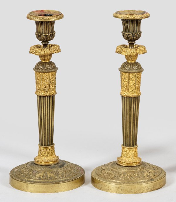 Paar große Empire-Kerzenleuchter