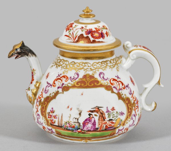 Frühe Meissen Teekanne mit Hoeroldt-Chinoiserien