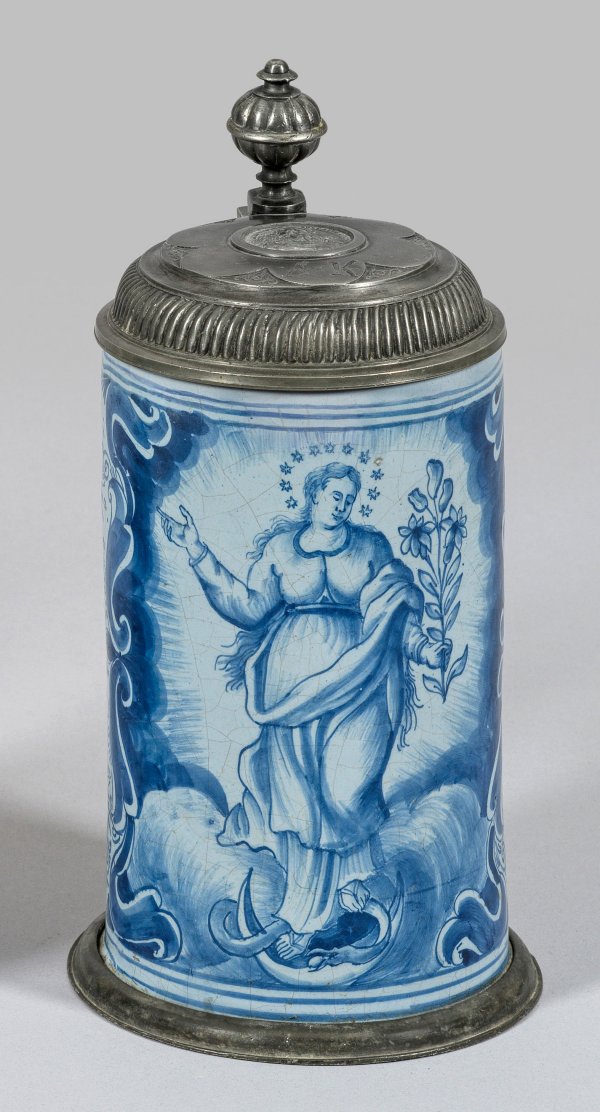 Nürnberger Walzenkrug mit Maria Immaculata