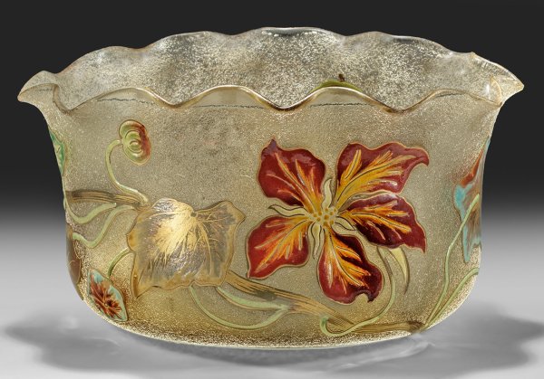 Frühe Emile Gallé-Schale mit Kapuzinerkresse-Dekor