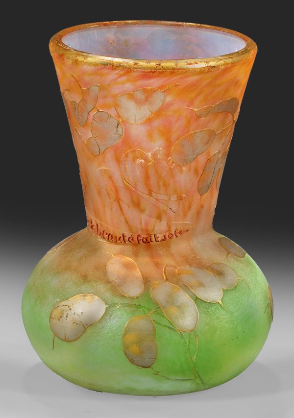 Seltene Vase parlant von Daum Frères mit Monnaie du Pape