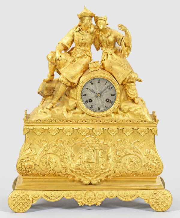 Figuren-Pendule mit Chinoiserien