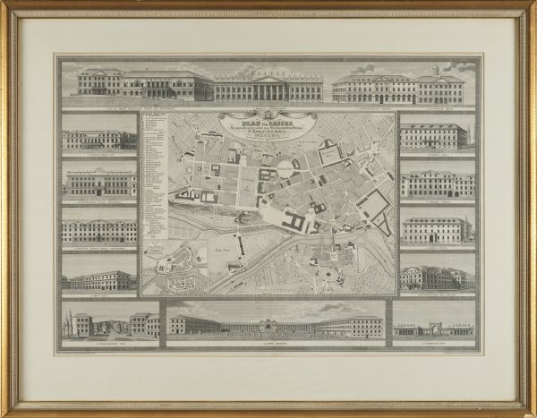 Sammlung von vier Ansichten und Landkarten