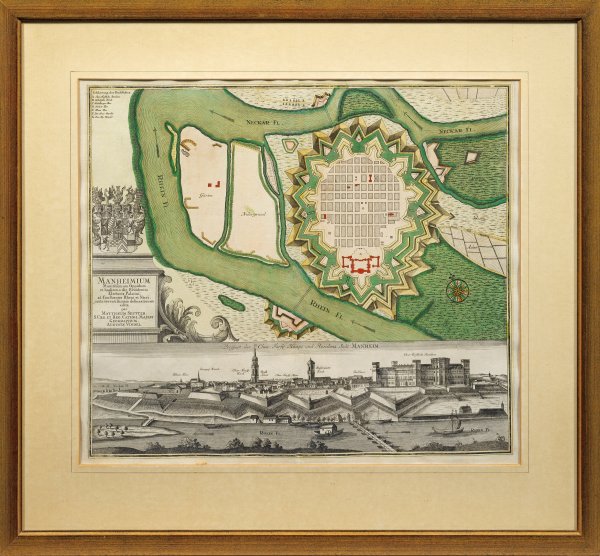 Plan mit Panoramaansicht von Mannheim