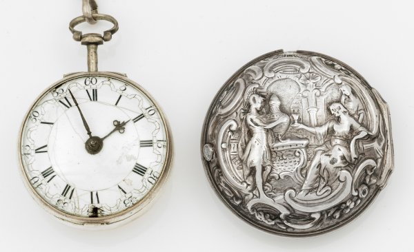 Repoussé-Doppelgehäuse-Spindeltaschenuhr