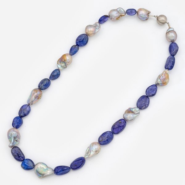 Extravagantes Tansanit-Südsee-Perl-Collier