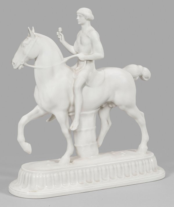 Jugendstil-Figur Bräutigam als römischer Krieger zu Pferde