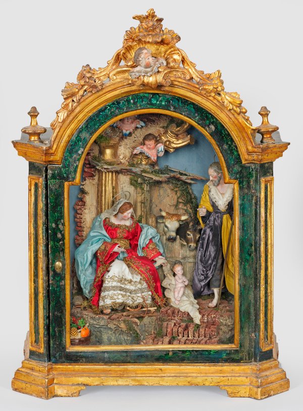 Schaukasten mit neapolitanischer Krippenszene