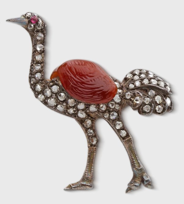 Belle Epoque Straußen-Brosche