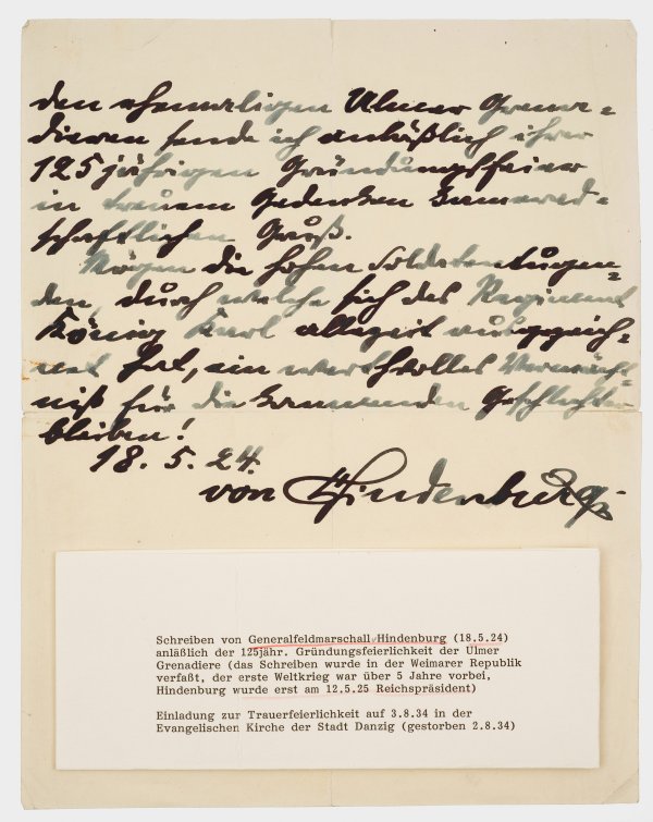 Schreiben von Paul von Hindenburg