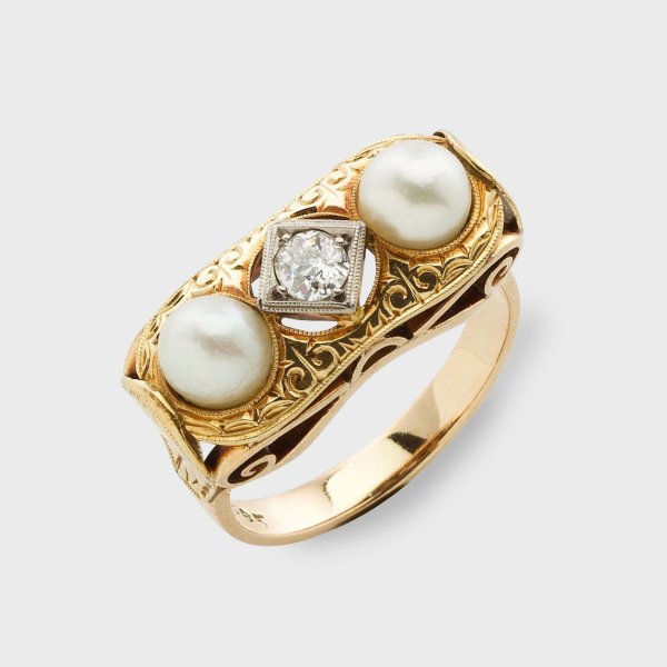 Art Déco Diamant-Perl-Ring