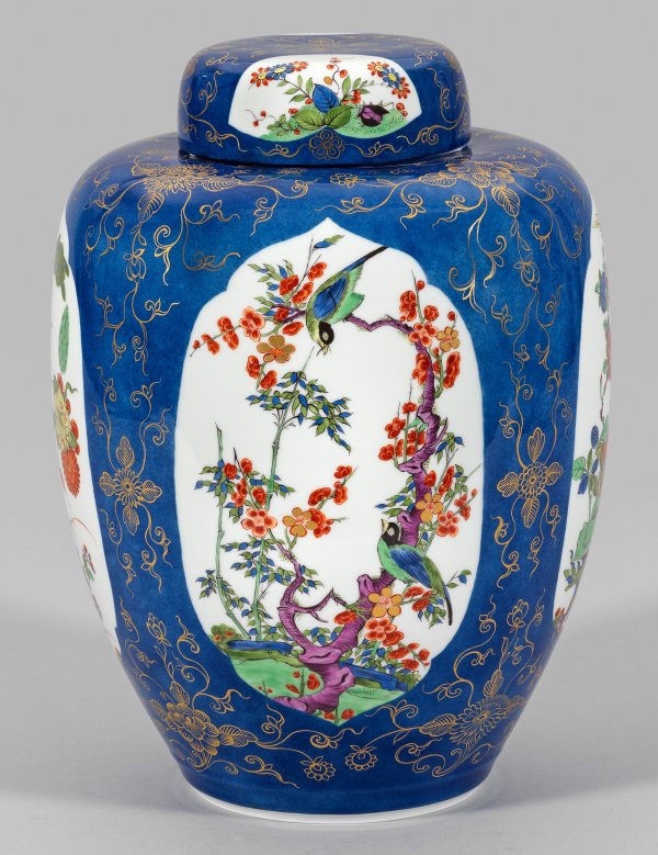 Große Meissen Balustervase mit Indianischem Blumendekor