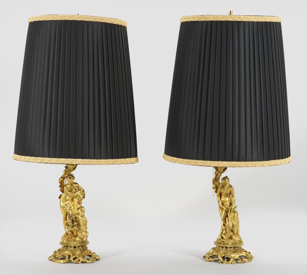 Paar Belle Epoque-Tischlampen