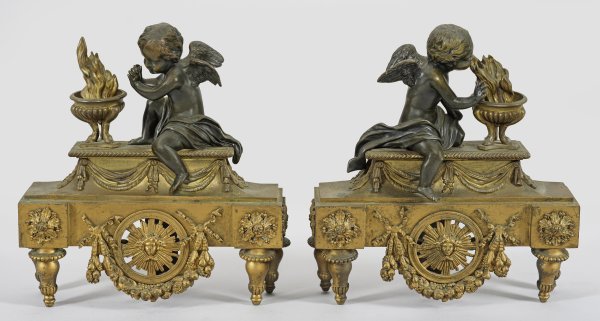 Paar Chenets im Louis XVI-Stil